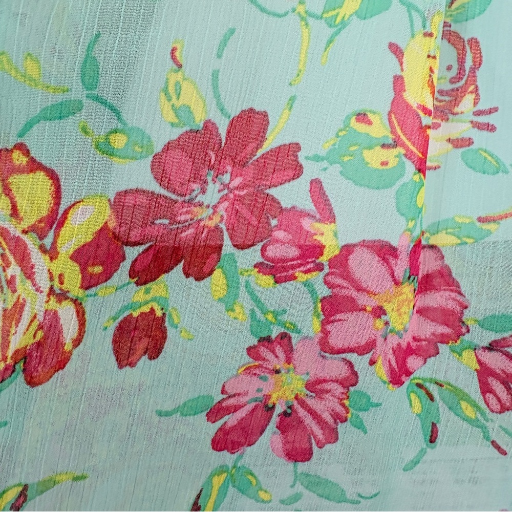 Figueroa & Flower Multicolor Paisley Sheer 3/4 Sleeve Blouse - Picture 8 of 14